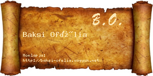 Baksi Ofélia névjegykártya